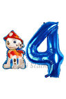 Paw Patrol İtfaiye Köpek Marshall 9 Yaş Balon ve Lacivert Rakam Balon Doğum Günü Set