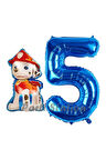 Paw Patrol İtfaiye Köpek Marshall 9 Yaş Balon ve Lacivert Rakam Balon Doğum Günü Set