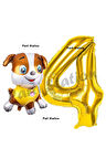 Paw Patrol inşaat Köpek Rubble 2 Yaş Balon ve Gold Rakam Balon Doğum Günü Parti Set