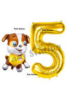Paw Patrol inşaat Köpek Rubble 2 Yaş Balon ve Gold Rakam Balon Doğum Günü Parti Set