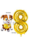 Paw Patrol inşaat Köpek Rubble 2 Yaş Balon ve Gold Rakam Balon Doğum Günü Parti Set