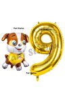 Paw Patrol inşaat Köpek Rubble 2 Yaş Balon ve Gold Rakam Balon Doğum Günü Parti Set