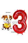 Paw Patrol inşaat Köpek Rubble 7 Yaş Balon ve Kırmızı Rakam Balon Doğum Günü Parti Set