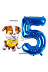 Paw Patrol inşaat Köpek Rubble 4 Yaş Balon ve Lacivert Rakam Balon Doğum Günü Parti Set