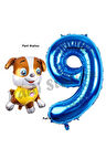 Paw Patrol inşaat Köpek Rubble 4 Yaş Balon ve Lacivert Rakam Balon Doğum Günü Parti Set