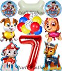 Paw Patrol 7 Yaş Balon Set Paw Petrol Marshall Chase Skye Rubble Doğum Günü Parti Folyo Balon Seti