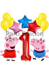 Peppa Pig Konsept 6 Yaş Yıldız Balon Set Pembe Domuz Peppa Pig George Tema Doğum Günü Folyo Balon