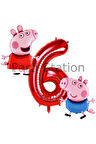 Peppa Pig Konsept 5 Yaş Balon Set Pembe Domuz Peppa Pig George Tema Doğum Günü Folyo Balon Set