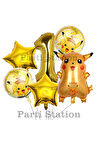 Pokemon Pikaçu Konsept 9 Yaş Doğum Günü Balon Set Pokemon Pikachu Folyo Balon Set