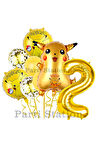 Pokemon Pikachu Konsept 8 Yaş Doğum Günü Balon Set Pokemon Pikaçu Folyo Balon Set