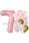 Pembe Bulut Gökkuşağı 4 Yaş Balon Doğum Günü Parti Balon Set