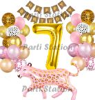 Pembe Leopar 7 Yaş Balon Set Safari Leopar Doğum Günü Parti Balon Set Pembe Panter Jungle Balon Set