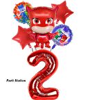 PjMasks Baykuş Kız 2 Yaş Konsept Doğum Günü Balon Set Pijamaskeliler Baykuş Kız Tema Parti Balon Set