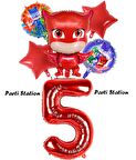 PjMasks Baykuş Kız 5 Yaş Konsept Doğum Günü Balon Set Pijamaskeliler Baykuş Kız Tema Parti Balon Set