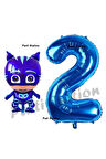 Pijamaskeliler Yaş Balon Seti Pjmasks Konsept Helyum Balon Set Pijamaskeli Doğum Günü Set