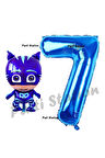 Pijamaskeliler Yaş Balon Seti Pjmasks Konsept Helyum Balon Set Pijamaskeli Doğum Günü Set