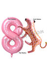 Pembe Leopar 6 Yaş Balon Set Pembe Leopar Safari Konsept Doğum Günü Parti Balon Set