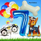 Paw Patrol Chase Polis Köpek Konsept 7 Yaş Doğum Günü Parti Balon Set Paw Patrol Kemik Balon Set