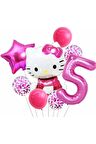 Hello Kitty 5 Yaş Balon Set Yıldız Balon Folyo Set Konsept Doğum Günü Set Yaş Balon Set