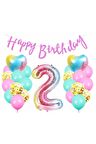 Happy Birthday Rengarenk 2 Yaş Balon Set Yıldız Balon Folyo Set Konsept Doğum Günü Set Yaş Balon Set