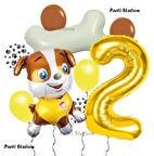 Paw Patrol İş Araçları İnşaat İşçisi Köpek Rubble 2 Yaş Balon Set Pav Petrol Konsept Doğum Günü Set