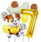 Paw Patrol İş Araçları İnşaat İşçisi Köpek Rubble 7 Yaş Balon Set Pav Petrol Konsept Doğum Günü Set