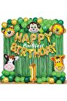 Safari Hayvanlar 1 Yaş Balon Set Safari Konsept Folyo Helyum Balon Set Safari Konsept Doğum Günü Set