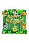 Safari Hayvanlar 6 Yaş Balon Set Safari Konsept Folyo Helyum Balon Set Safari Konsept Doğum Günü Set
