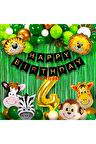 Safari Hayvanlar 4 Yaş Balon Set Safari Konsept Helyum Balon Set Safari Doğum Günü Set