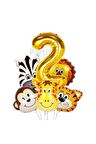 Safari Hayvanlar 2 Yaş Balon Set Safari Büyük Kafa Balon Folyo Balon Set Konsept Doğum Günü Set