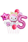 Sanrio Kuromi Melody 6 Yaş Balon Set Anime Hello Kitty Kuromi Melody Konsept Doğum Günü Balon