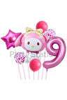 Sanrio Kuromi Melody 6 Yaş Balon Set Anime Hello Kitty Kuromi Melody Konsept Doğum Günü Balon