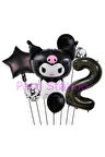 Sanrio Black Kuromi 4 Yaş Balon Set Anime Kawaii Kuromi Konsept Doğum Günü Balon Set