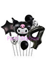 Sanrio Black Kuromi 4 Yaş Balon Set Anime Kawaii Kuromi Konsept Doğum Günü Balon Set