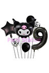 Sanrio Black Kuromi 4 Yaş Balon Set Anime Kawaii Kuromi Konsept Doğum Günü Balon Set
