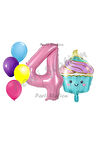 Dondurma Cupcake Konsept 1 Yaş Doğum Günü Balon Set İce Cream Pastane Şeker Tema Doğum Günü Balon
