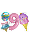 Pastane Dondurma Konsept 5 Yaş Doğum Günü Balon Set İce Cream Şeker Tema Doğum Günü Balon