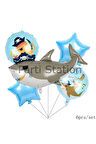 Korsan Köpek Balığı Konsept Balon Set Pirate Shark Konsept Doğum Günü Folyo Balon Set
