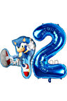 Tilki Sonic ve Lacivert Rakam Balon 3 Yaş Balon Set Tilki Sonic Boom Konsept Doğum Günü Balon Set