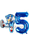 Tilki Sonic ve Lacivert Rakam Balon 3 Yaş Balon Set Tilki Sonic Boom Konsept Doğum Günü Balon Set