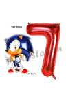 Tilki Sonic Balon 2 Yaş Doğum Günü Set Tilki Sonic Boom Konsept Balon ve Kırmızı Rakam Balon