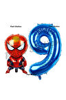 Spiderman 7 Yaş Balon ve Lacivert Rakam Balon Doğum Günü Parti Set Örümcek Adam Balon set