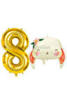 Sevimli Tavşan 4 Yaş Balon Set Woodland Hayvanlar Konsept Tavşan Balon ve Gold Renk Rakam Balon
