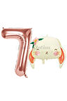 Sevimli Tavşan 1 Yaş Balon Set Woodland Hayvanlar Konsept Tavşan Balon ve Rosegold Renk Rakam Balon