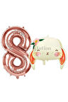 Sevimli Tavşan 1 Yaş Balon Set Woodland Hayvanlar Konsept Tavşan Balon ve Rosegold Renk Rakam Balon