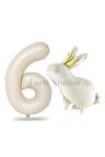 Sevimli Tavşan Rabbit 2 Yaş Balon Set Woodland Konsept Tavşan Balon ve Krem Renk Rakam Balon
