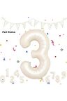 3 Rakam Folyo Balon Krem Renk Rakam Balon Yaş Balon 76 Cm Sayı Balon Uçan Balon Helyum Balon