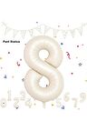8 Rakam Folyo Balon Krem Renk Rakam Balon Yaş Balon 76 Cm Sayı Balon Uçan Balon Helyum Balon