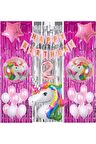 Gökkuşağı Unicorn Konsept 2 Yaş Balon Doğum Günü Set Gökkuşağı Unicorn Yaş Balon Set