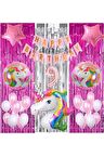 Gökkuşağı Unicorn Konsept 9 Yaş Balon Doğum Günü Set Gökkuşağı Unicorn Yaş Balon Set